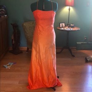 Jump Apparel Orange Beaded Prom Dress